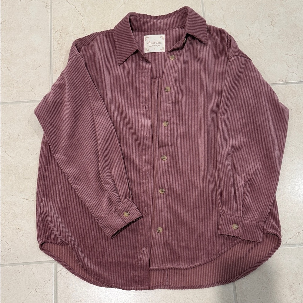 Altar'd State Mauve Corduroy Button-Up Jacket